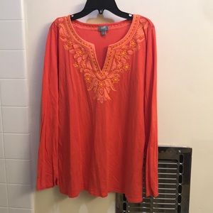 J. jill, embriodered long sleeve, v-shape, medium